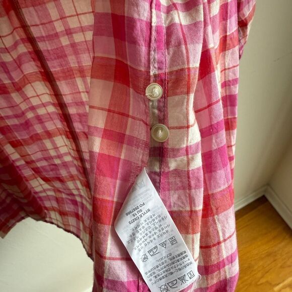 J.Crew Pink Plaid Gauze Button-Down Shirt | Size 10 💖 Lightweight & perfect for - Picture 6 of 9